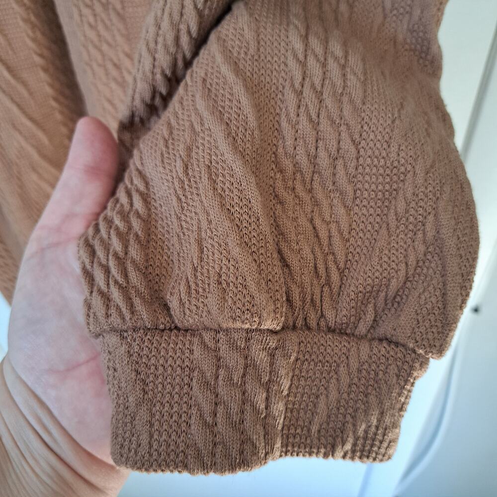 Women's V-Neck Long Sleeve Dress in Brown - Picture 3 of 6